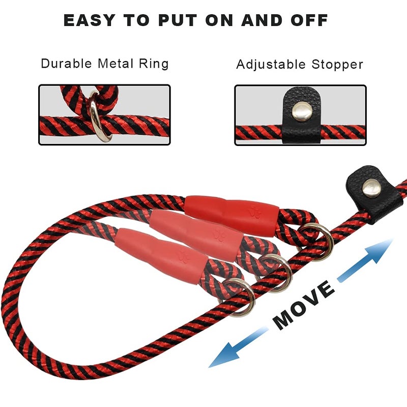 MayPaw Rope Dog Leash Slip Lead, 5 Ft Pet/Puppy Training Leash 1/4" Thin Nylon, Adjustable Pet Collar Lead for Small and X-Small Dogs - Image 2